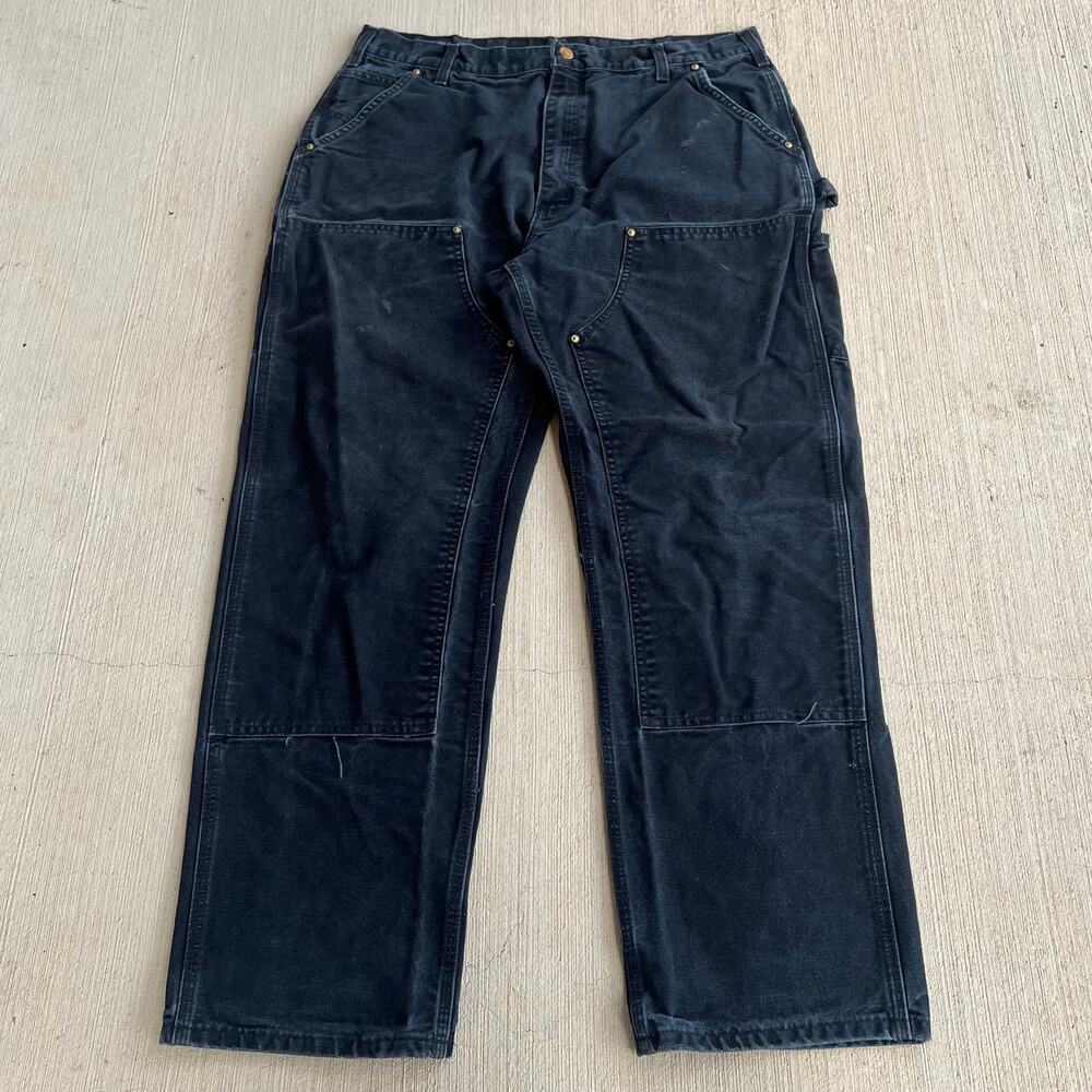 Carhartt B01 BLK faded black double knee work wear carpenter pants